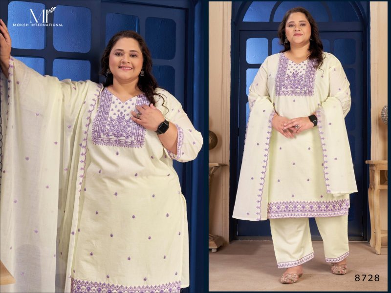 Plus Size Pure Cotton 2 By Moksh Pure Cotton Kurti With Bottom Dupatta